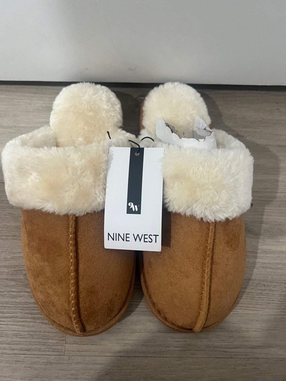 Nine West Chestnut Suede Slip-On Mule House Shoes Size Medium (7-8)